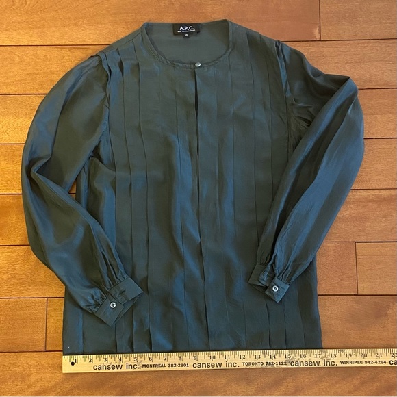 A.P.C. Army Green Silk Blouse - Picture 3 of 14